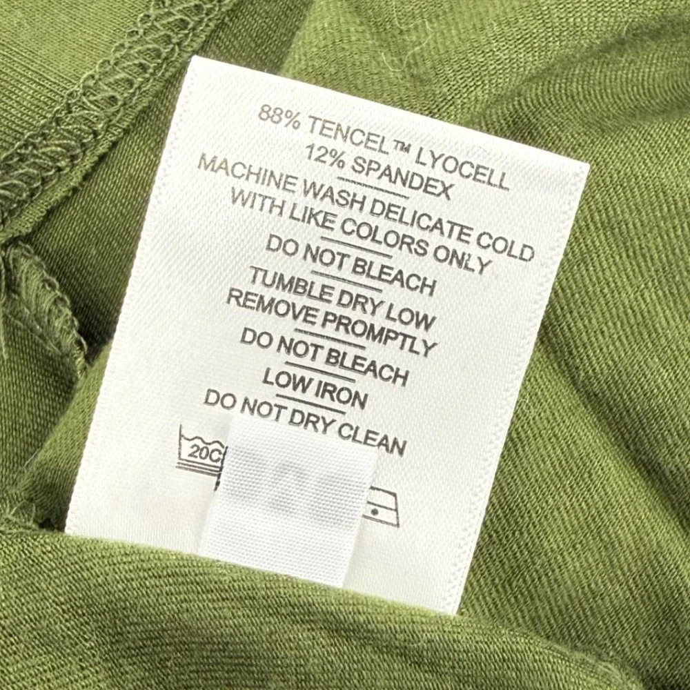 American Giant Olive Green Flex Fit & Flare Midi Dress Womens Size M USA Made - Picture 7 of 12